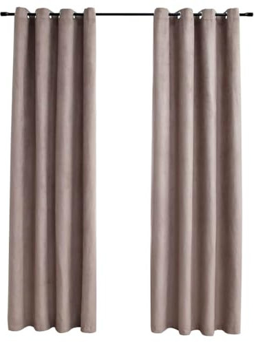 vidaXL 2X Vorhang Verdunkelung mit Metallösen Verdunkelungsvorhang Kräuselband Ösen Schlaufe Thermo Gardine Blickdicht Taupe 140x225cm
