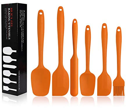 VanderHOME Espátulas de Cocina 6 Piezas Juego de Utensilios de Cocina Juego de Herramientas para Hocinar y Hornear, Naranja