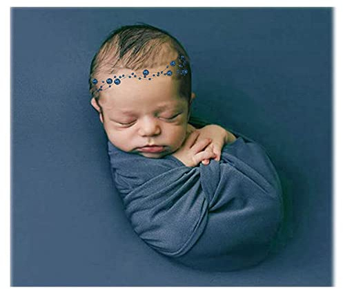 Orraphtstu Newborn Photography Backdrops Wraps Set Baby Beanbag Posing Props Stretch Fabric for Professional Photoshoot (Backdrop with Wrap, Navy Blue)