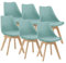 [en.casa] Juego de Sillas de Comedor Fläten Pack 6 Sillas Tapizadas Nórdicas Versátil Asiento Acolchado de Cocina Patas de Madera de Haya Cubierta Cuero Sintético 82x49x54cm - Verde Menta