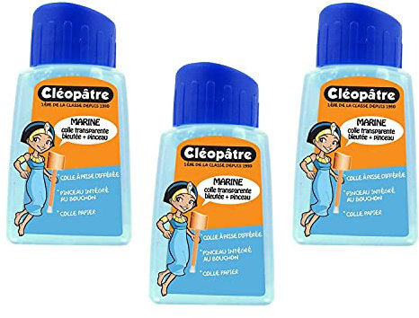 CLÉOPÂTRE Lot de 3 Colles Marine en 80 gr avec pinceau incorporé