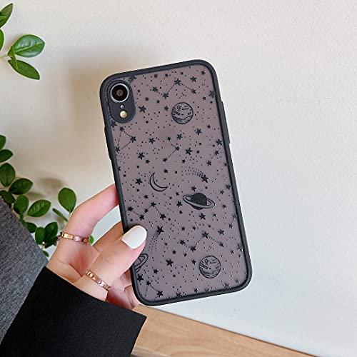 ZTOFERA Compatible with iPhone XR Case, Planet Sky Star Space Pattern Protective Phone Case Frosted Hard PC Back Silicone Bumper Shockproof Cover for iPhone XR, Black Sky