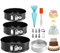 jingxinxin Cake Tins Set Non-Stick 7/8/9 Inch,Springform Baking Trays &1 Pcs Flour Sieve,Piping Bags and Nozzles Set 9 Pcs,1 Pcs Oil Brush,Cheesecake Pan with Removable Bottom
