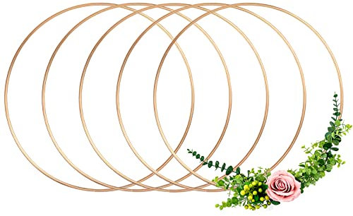 Anvin Metallringe zum Basteln 15cm Gold, Deko Ringe zum Aufhängen, Drahtringe zum Basteln, Bastelringe Metall für Wickeltechnik, Traumfänger, Floristik, Hochzeitskranz, Hoops(15cm Roségold 5 Stück)