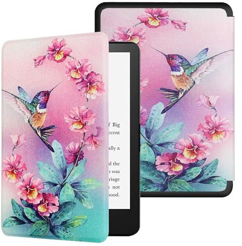 MOKASE Hülle für 6.8 Kindle Paperwhite (11. Generation 2021), Synthetik Leder Fall mit Automatische Schlaf/Aufwach für 6.8 Kindle Paperwhite & Signature Edition & Kids E-Reader 2021, Hummingbird