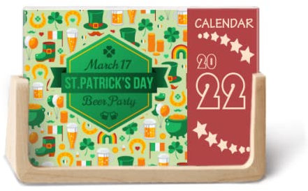 Clover Beer Rainbow Irland St. Patrick's Day 2022 Tischkalender Planer 12 Monate