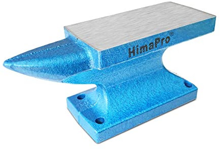 HimaPro Einzelhorn-Amboss für Schmiede, blau, 1 kg, Mini-Amboss aus Stahlguss, ein wunderbares Werkzeug für Schmuckherstellung und Metallstempel