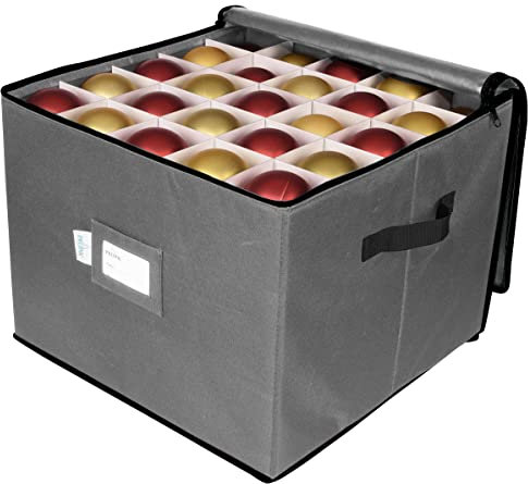 ProPik Aufbewahrungsbox mit 3 Ablagen, für bis zu 75 Ornamente, Bälle, mit Trennwänden zum Organisieren (grau)