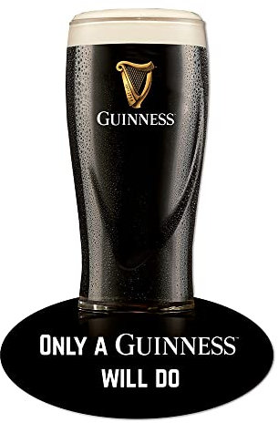 GUINNESS- ONLY A GUINNESS WILL DO - PINT - GLAS - HARFE- IRLAND - DUBLIN - konturgeschnittenes Stahl-Blechschild - 32,5x48,5 cm GShape4