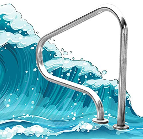ZEELYDE Corrimano per Piscina,Binario per Scale per Piscina a 3 Curve in Acciaio Inossidabile con Piastra di Supporto per Montaggio rapido e Scala per afferrare la Piscina con Maniglia Perfetta