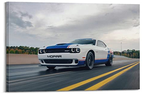YUANLY Rennauto-Poster für Dodge Challenger Supercar, dekoratives Gemälde, Leinwand, Wand- und Kunstbild, Familien-Schlafzimmer, Dekoration, 60 x 90 cm