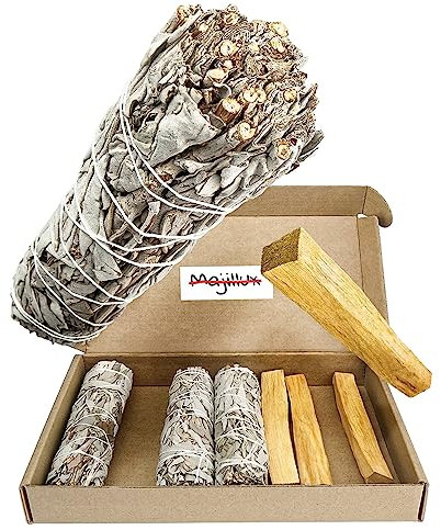 Majillux 4 Palo Santo aus Peru und 4 Weiße Salbei aus Kalifornien - Premium Räucherwerk-Set zur energetischen Reinigung