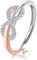 HEEYA Infinity Verlobungsring Silber 925 Unendlichkeit Promise Eheringe Verstellbare Ringe Damen Silberringe mit Zirkonia Trauringe Hochzeitsringe Antragsring Ringe Rosegold Schmuck mit Geschenkbox