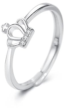 Allgut Krone Ring für Mädchen Frauen 925 Sterling Silber Zirkonia Einstellbare Größe Offener Ring Krone Feiner Ring, Sterling Silber Cubic Zirkonia, Zirkonia