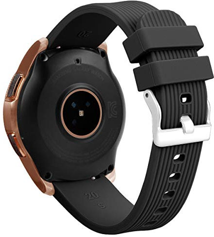 Cinturino Compatibile con Samsung Galaxy Watch 3 41mm/Galaxy Watch 4 40mm 44mm, 20mm Silicone Cinturino per Huawei GT 42mm/GT2 42mm/GT2e 42mm (Nero)
