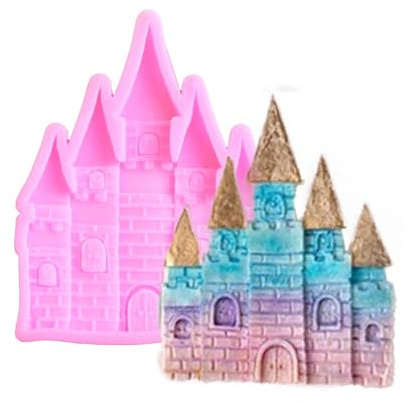 LC Moule en silicone en forme de château de princesse pour décoration de gâteau, bonbons, chocolat, résine