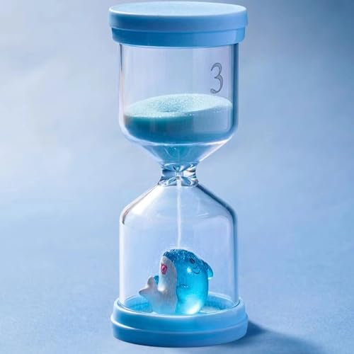Sablier Enfant en Plastique Incassable 3 Minutes,Sablier Bleu Macaron avec Requin,Sablier Brossage Dents Enfant,Minuteur pour Enfants pour La Vie,L'apprentissage,La Cuisine,La Récréation