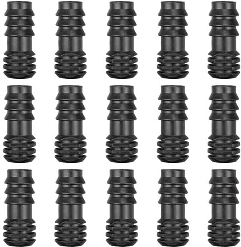 JOYPRO Lot de 15 bouchons d'irrigation goutte à goutte de 1,27 cm, raccords d'irrigation barbelés pour tuyau d'irrigation de 1,27 cm (1,520 cm ID-1,6 cm OD), connecteurs Goof pour système d'arrosage