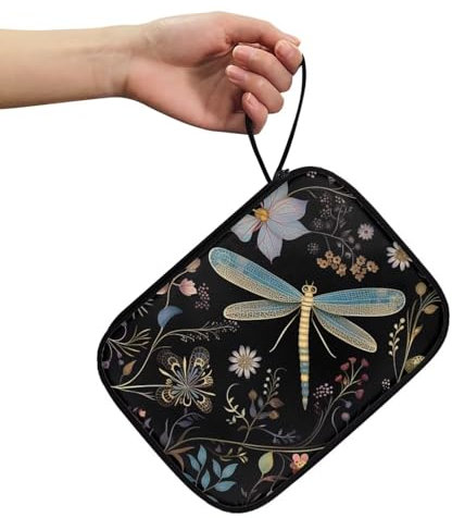 BYCHECAR Libélula Flor 12 Ranuras Viaje Watch Band Storage Holder Colección Watch Strap Organizer Pouch Portable Watch Band Box for Apple Watch Band Carry Case for Women
