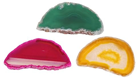 IMIKEYA 3st Organzabeutel Achat-untersetzer Kristalle Sammlung Gebohrte Achat-anhänger Achat Ort Geode Tischdekore Untersetzer Für Den Esstisch Positiv Natürlich Zubehör