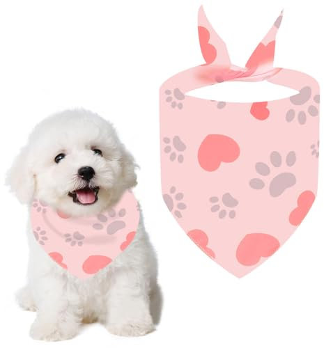Voarge Hundeschal,Klassisches Kariertes Hundehalstuch, Bandana für Hund,Waschbare Halsdreiecke für Kleine Mittlere und Große Hunde Katzen (Hundetatzen-Schal, S)