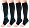 ACWOO Kompressionsstrümpfe für Damen Herren, 2 Paar Stützstrümpfe Medizinisch Kompressionssocken mit 15-20 Mmhg Thrombosestrümpfe, Open Toe Compression Socks für Laufen, Sport, Flug, Radsport（Schwarz）