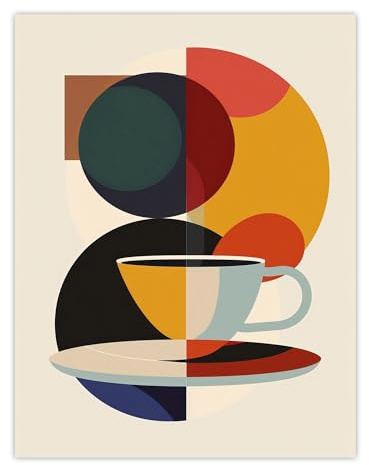 Artery8 Coffee Cup Bauhaus Geometric Design Kitchen Large Wall Art Poster Print Thick Paper 18X24 Inch