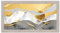 Lupia - Quadro moderno, per soggiorno camera da letto, con cornice BOSTON colore BEIGE, 60x110 cm, STORM stampa su pannello in legno, stile paesaggio grigio bianco e oro