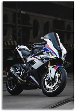 FYUER Motorrad-Poster S1000RR, weißes Rennmotorrad, dekoratives Gemälde, Leinwand, Wandkunstwerk, Bild, 30 x 45 cm