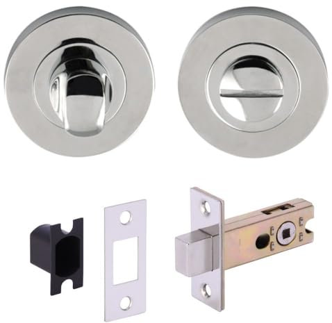 DIRECT DOOR HANDLES® Bathroom Toilet Door Thumb Turn Lock and Emergency Release Deadbolt Kit - Polished Chrome Finish - Deadbolt 64mm Overall