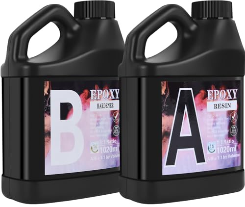 2040ml Epoxy Resin Kits- 2.04L Crystal Clear Epoxy Resin&Hardener for Beginners,Resin Starter Kit for DIY Art&Craft,Mold Casting,Table Top Coating,Wood,Gift
