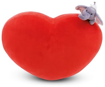 NICI Kissen Love Elefant herzförmig 42x27cm mit Kuscheltier Elefant 12cm rot - Flauschiges Kuscheltierkissen für Jungen, Mädchen, Babys und Kuscheltierliebhaber; ideal für Zuhause oder Kindergarten