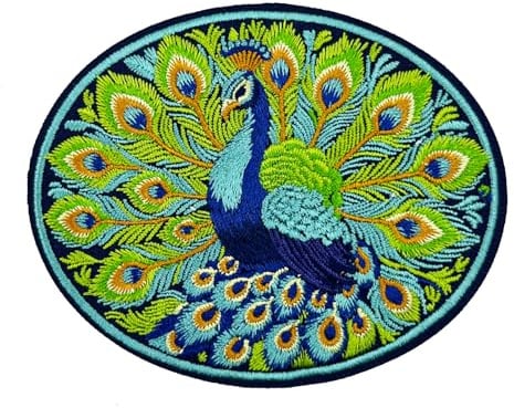 Aufwändige Details, Pfau, bestickt, zum Aufbügeln, Pfau, Feder, Wildtier, Vogelabzeichen, 10,2 cm