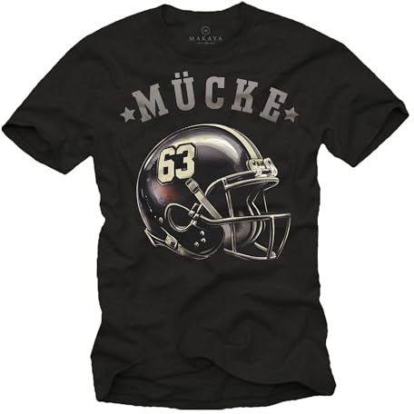 MAKAYA Mücke 63 Trikot American Football Helm Herren T-Shirt mit Nummer Buds Schwarz XXL