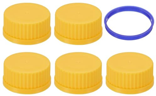 PATIKIL 5 Pcs GL45 Screw Caps, 45mm Polypropylene Cover Seal Screw Cap Thread Media Bottles for GL45 Media Bottles Glass, Yellow