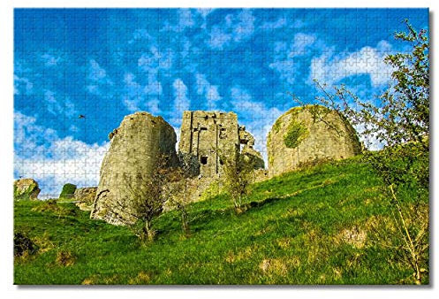 Großbritannien, England, Corfe Castle Puzzle für Erwachsene und Kinder, 1000 Teile, Puzzlespiel als Geschenk, Heimdekoration, besondere Reisesouvenirs, 70 x 50 cm