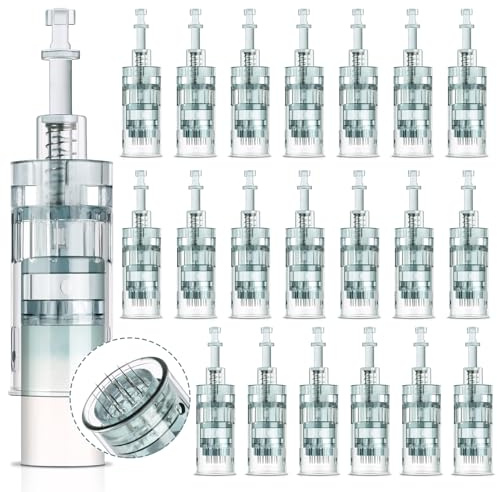 20 Pièces Dermapen M8 Cartouches d'Aiguilles de Rechange 16 Pins, Aiguilles Microneedling pour Derma Pen Ultima M8 M7S Système de Micro Aiguilles automatique à baïonnette 3 emplacements