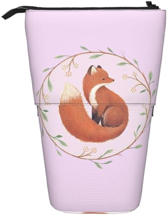 YFSGDLBN Handbemaltes Federmäppchen mit Fuchs-Druck, Teleskop, vertikal