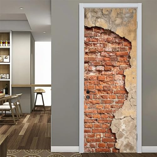 Türtapete Selbstklebend 80x200 cm Alte Mauer BaufäLlig Türaufkleber 3D entfernbar für schlafzimmer wohnzimmer badezimmer dekoration - türposter wasserdicht
