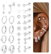 CASSIECA 13Paar Ohrringe Gold Silber Helix Piercings Piercing Ohr für Damen | Chirurgenstahl Ohrringe Damen Medizinische Ohrstecker Creolen Gold Silber Helix Tragus Piercings Ohrpiercing Damen Schmuck