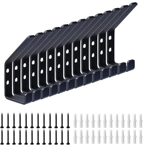 GBKDQQ Pack of 12 Coat Hooks, Acoustic Panels, Wall Panels, Metal Hooks for Acoustic Panels, 12.6 mm Coat Hooks for Screwing for Bedroom, Living Room, Bathroom (Black)