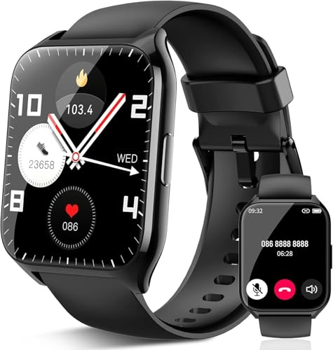 aycy Smartwatch Uomo Donna, 1.85 HD Orologio Smartwatch con Effettua/Risposta Chiamate, 112+Sportive Watch con Contapassi Sonno Cardiofrequenzimetro, IP68 Orologio Fitness Tracker,Nero Misterioso