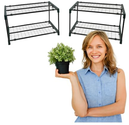 Pflanzenregal - Gartenregal 69x49x39 2er Set Pflanzenständer - Blumenständer Metall - Leiterregal - Frühbeet - Blumentreppe outdoor - Blumen Regal - Regal Metall für Gewächshaus Balkon