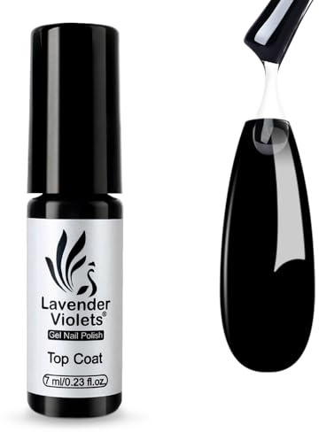 Lavender Violets No Wipe Top Coat - High Gloss Gel Polish Super Shine Glass Finish for Long-Lasting Manicure, Professional Salon Results at Home, Beginner-Friendly UV LED Soak Off