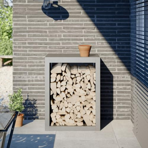 Ordellia Brennholzregal aus Edelstahl 60 x 40 x 80 cm für Kaminholz, Feuerholz und Holzregal, stabile Stapelhilfe für Ordnung, Lagerung, Aufbewahrung, Innenbereich, Wohnzimmer und Terrasse
