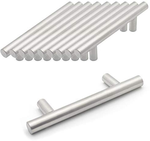 Probrico Griffe für Küchenschrank, gebürsteter Nickel, Edelstahl, 76 mm Lochmitte, T-Griff, Möbelgriff, Schublade, Cuoboard-Knöpfe, 10 Stück