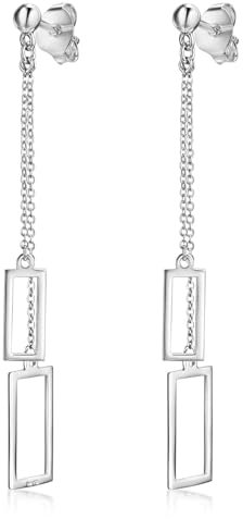 MATERIA Damen Ohrhänger lang hängend Silber 925 Ohrstecker geometrisch rhodiniert 10x69mm #SO-292