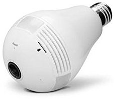 Bombilla de cámara espía WiFi IP HD 360° con micrófono integrado - Tarjeta Micro SD de 16GB