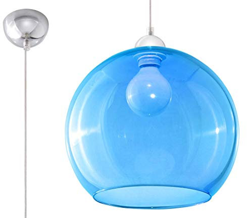 SOLLUX lighting SL.0251 Suspension Ball, Verre Acier allié, E27, Bleu, chromé