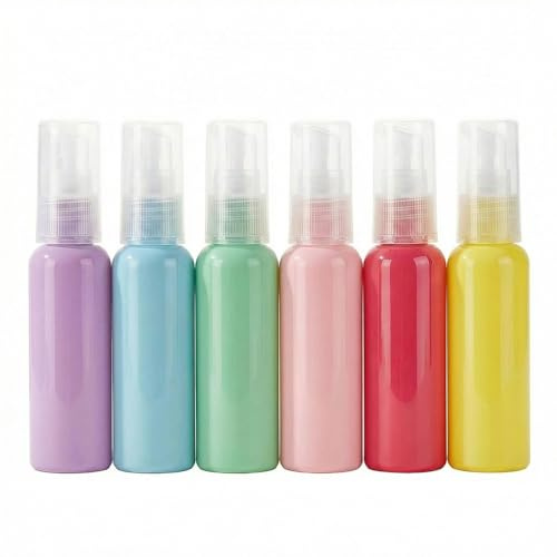 6Pcs Macaron Color Empty Refillable Cream Lotion Pump Bottle Portable Travel Cosmetic Bottles Container Pot for Shower Gel Serums Body Lotion Shampoo Toiletries Liquid Containers (30ML)